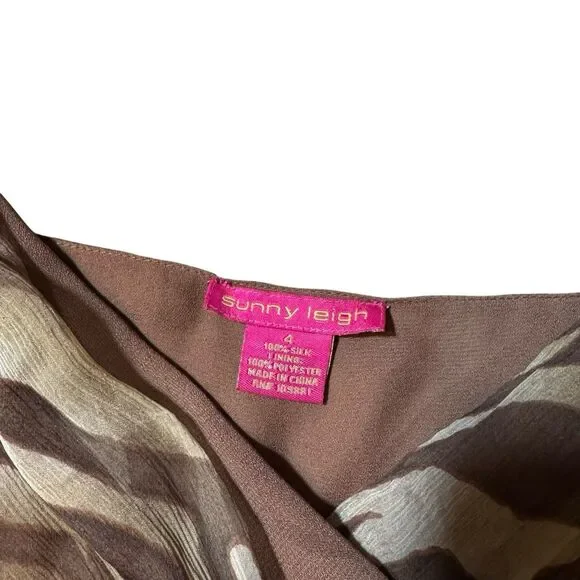 Sunny Leigh Dress, Size small 100%‎ Silk Brown Zebra Print - Picture 8 of 9